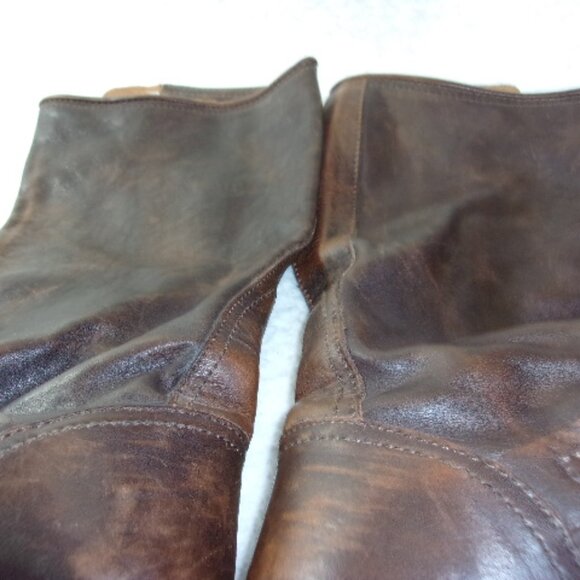 S-131 WOMENS FRYE VERONICA SLOUCH BROWN LEATHER ENGINEER BOOTS - Picture 12 of 16